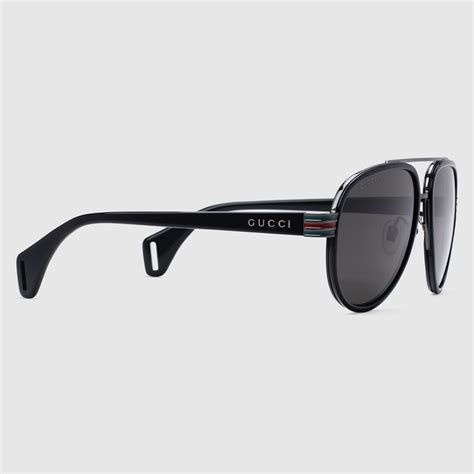 gucci pilotensonnenbrille|Pilotensonnenbrille in Schwarzes Acetat .